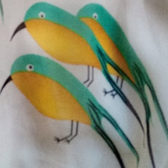 White Yellow BIRD Print Summer Sleeveless High Low Dress Size Medium - Picture 4 of 4